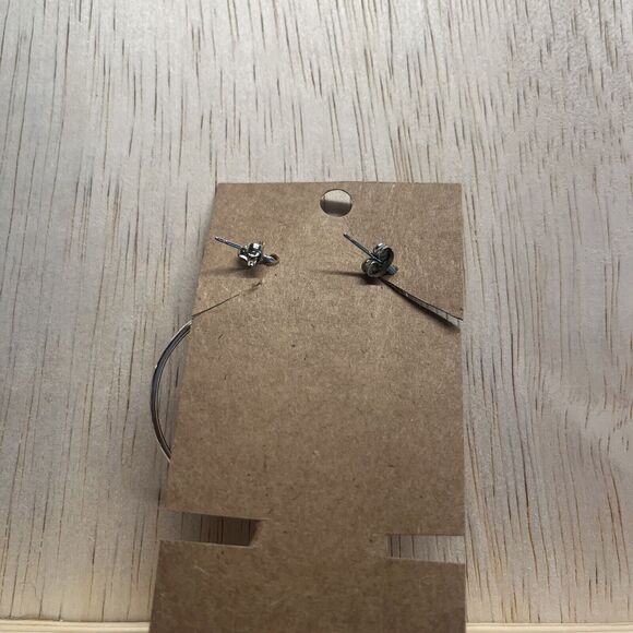 Silver Plated Pierced Dangle Earrings, unmarked, unbranded, modern, geometrical - Picture 6 of 8